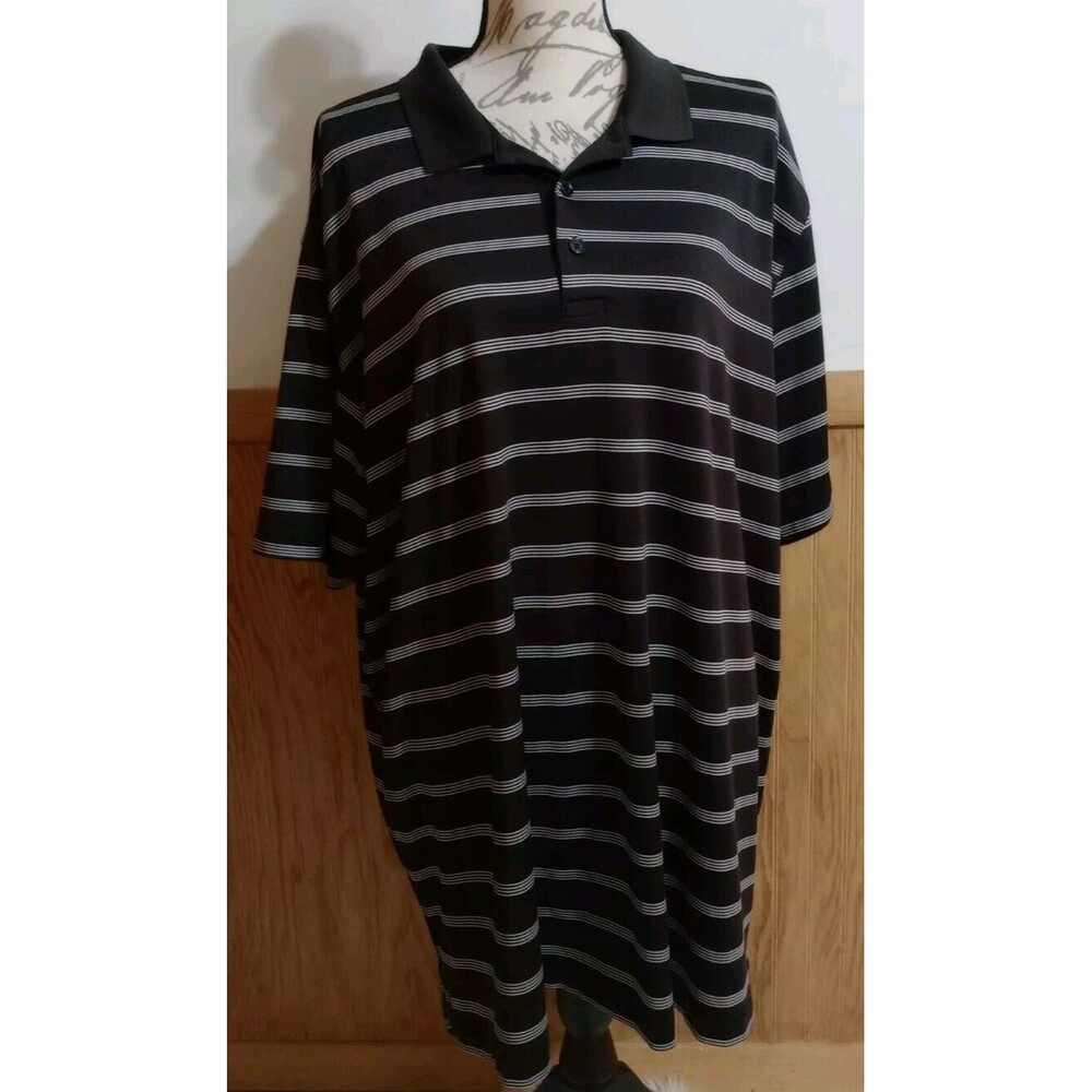 Callaway Polo Golf Shirt Mens Sz XL Opti-Dri Black Striped SS At Leisure GUC